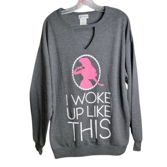 Disney Parks Sleeping beauty I woke up like this long sleeves top size L gray - Picture 7 of 7
